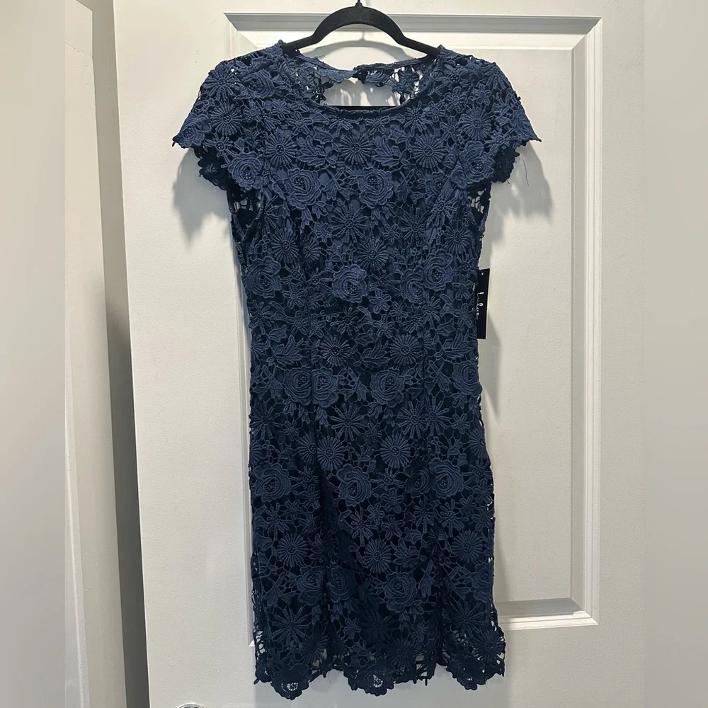 NWT Lulus Backless Navy Lace Dress - Picture 3 of 7